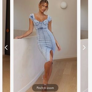 Blue denim knee length dress